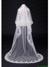 2014 One-Tier Tulle Wedding Veils with Scalloped Edge