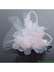 2014 Romantic Feather Pearl Tulle White Fascinators