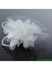 2014 Romantic Feather Pearl Tulle White Fascinators