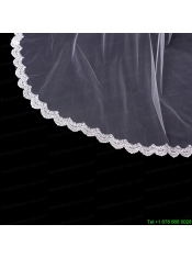 2014 Simple Four-Tier Bridal Veils with Lace Appliques Edge