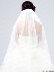 2014 Simple One-Tier Bridal Veils with Lace Appliques Edge