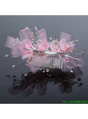 2014 Simple White Tulle Imitation Pearls Hair Combs