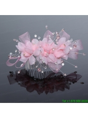 2014 Simple White Tulle Imitation Pearls Hair Combs