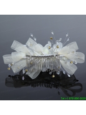 2014 Simple White Tulle Imitation Pearls Hair Combs