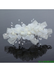 2014 Simple White Tulle Imitation Pearls Hair Combs