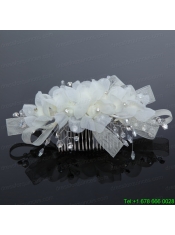 2014 Simple White Tulle Imitation Pearls Hair Combs