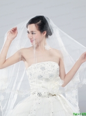 2014 Two-Tier Tulle  Elbow Veils with Lace Edge