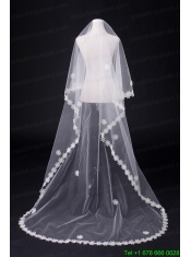 2014 Two-Tier Tulle  Elbow Veils with Lace Edge