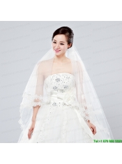 2014 Two-Tier Tulle  Elbow Veils with Lace Edge