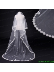 2014 Two-Tier Tulle  Elbow Veils with Lace Edge