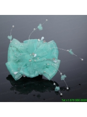 2014 Yellow Tulle Imitation Pearls Hair Flower