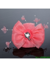2014 Yellow Tulle Imitation Pearls Hair Flower
