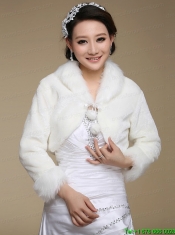 2015 Top Seller Long Sleeves Faux Fur White Wraps