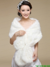 2015 White Faux Fur Wraps with Open Front