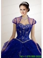 Appliques Tulle in Navy Blue Bolero Quinceanera Jackets Wedding with Beading