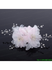 Beautiful Rhinestone Pearl Chiffon Hair Flowers