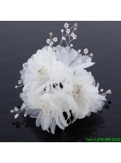 Beautiful Rhinestone Pearl Chiffon Hair Flowers