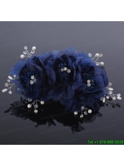 Beautiful Rhinestone Pearl Chiffon White Hair Flowers