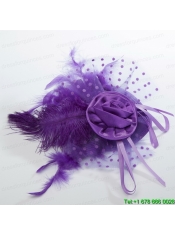 Beautiful Tulle Black and Purple Feather Hair Ornament