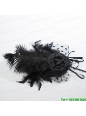 Beautiful Tulle Black and Purple Feather Hair Ornament