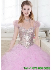 Beautiful Tulle Ruffls and Beading Quinceanera Jacket in Lilac