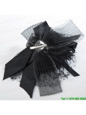 Black Rhinestone Feather Hair Ornament for Imitation Pearls