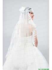 Cheap One-Tier Lace Edge Drop Veil Wedding Veils