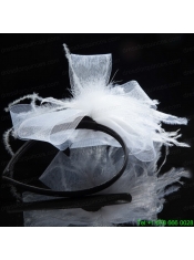 Cheap White Tulle Elegant Feather Fascinators