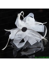 Cheap White Tulle Elegant Feather Fascinators
