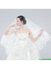 Classic One-Tier Lace Appliques Edge Wedding Veil