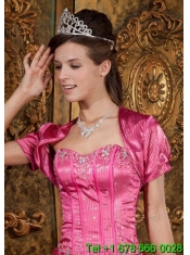 Custom Made Open Front Quinceanera Jacket in Hot Pink For 2015