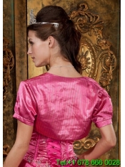 Custom Made Open Front Quinceanera Jacket in Hot Pink For 2015