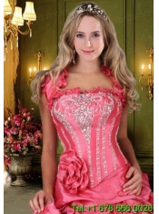 Custom Made Watermelon Taffeta with Ruffles Open Front Quinceanera Jacket