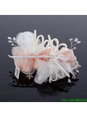 Cute Beading Tulle Peach Hair Flower for Outdoor