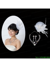 Cute Feather and Tulle Wedding White Hat Hairpin