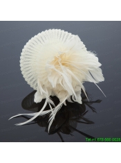 Cute Feather and Tulle Wedding White Hat Hairpin