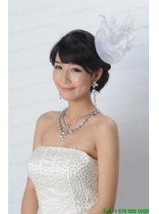 Cute Feather and Tulle Wedding White Hat Hairpin