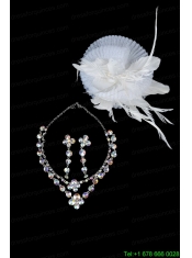 Cute Feather and Tulle Wedding White Hat Hairpin
