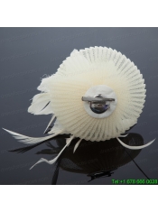 Cute Feather and Tulle Wedding White Hat Hairpin