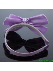 Cute Lavender Bowknot Hairpins Birdcage Veils with Beading
