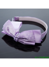 Cute Lavender Bowknot Hairpins Birdcage Veils with Beading