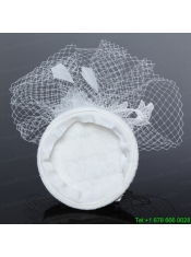 Cute White Tulle and Lace Rhinestone 2014 Hat Hair Ornament