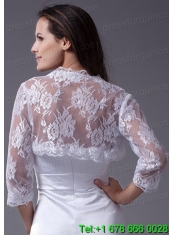 Elegant 3/4 Sleeves White Jacket With Lace