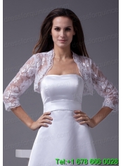 Elegant 3/4 Sleeves White Jacket With Lace