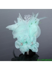 Elegant Apple Green Feather and Tulle Imitation Pearls Fascinators