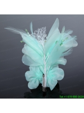 Elegant Apple Green Feather and Tulle Imitation Pearls Fascinators