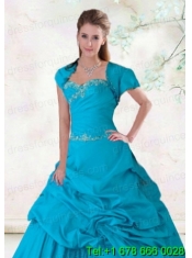 Elegant Beading Blue Taffeta Appliques Quinceanera Jacket