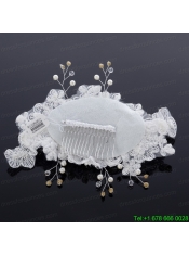 Elegant Imitation Pearls Lace Hair Ornament for Wedding