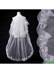 Elegant One-Tier Lace Edge Elbow Veils for Wedding Party