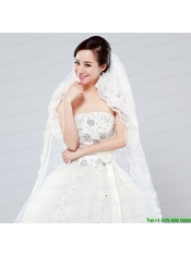 Elegant One-Tier Oval Elbow Veils with Lace Edge